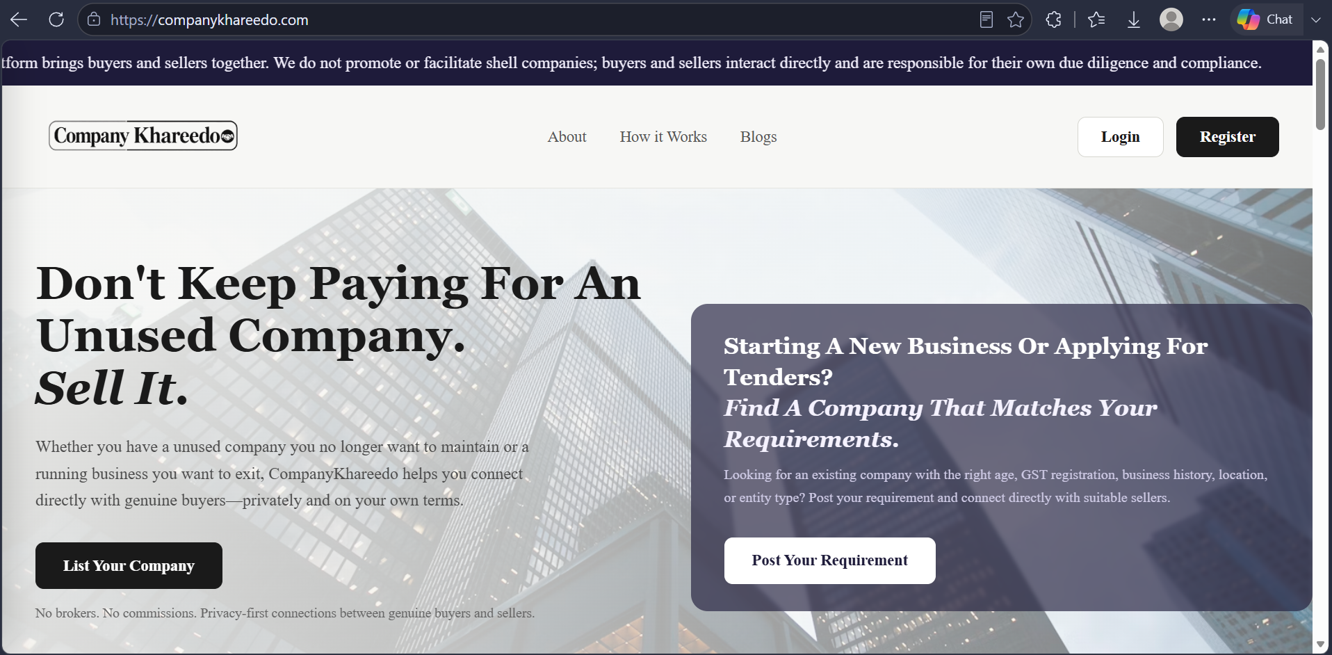 CompanyKhareedo website preview
